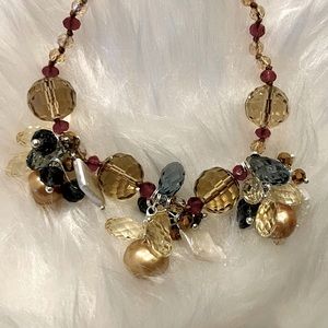 7.5 to 9” adjustable Gold Pearl & red bead bracelet handmade unique one of kind